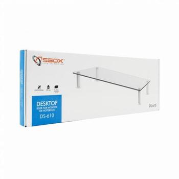 Sbox Подставка для стола DS-610, 560x210mm, 20kg, стекло, алюминий, сталь, пластик, белый (DS-610)
