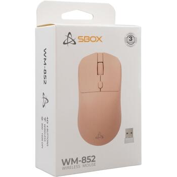 Sbox Мышь WM-852P, 1600 DPI, 2x AAA, беспроводная RF 2.4 GHz, игровая, офисная, розовая (WM-852P)