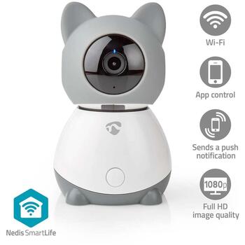 Nedis Видеоняня WIFICI30CGY, Full HD 1080p, 2 Мп, 105°, 10м, Wi-Fi, microSD, 5В DC, 1А, 5Вт (WIFICI30CGY)