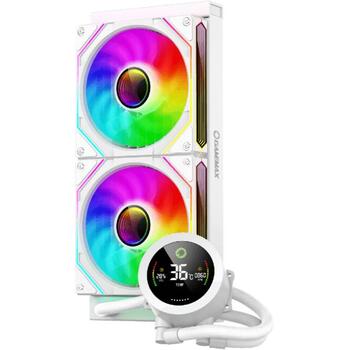 Gamemax procesora šķidruma dzesētājs ICEBURG 240 DIGITAL WH, 58.8 cfm, 800-1800 rpm, TDP līdz 245W, 4-pin PWM, keramiskā gultņa (ICEBURG 240 DIGITAL WH)