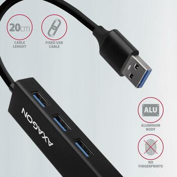 Axagon USB centrmezgls HMA-GL3A 3 USB 3.2 porti, 1 RJ45, 0.2 m (HMA-GL3A)