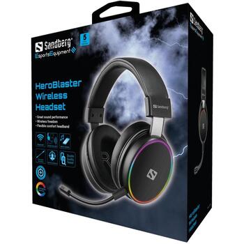 Sandberg Беспроводные наушники 126-42, 10ч, 32Ω, 50мм, Bluetooth 5.1, USB, съемный микрофон, подсветка (126-42)