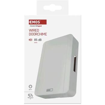Emos Провода дверной звонок P57002, 230V, 85dB, 1 мелодия, 1 приемник, белый, без дополнительной кнопки (P57002)