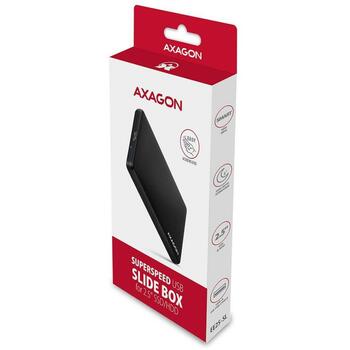 Axagon HDD корпус EE25-SL USB 3.2 Gen 1, 130 x 82 x 16 мм, 0.52 м кабель, черный (EE25-SL)