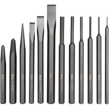 Yato punktsišu un kaltu komplekts YT-4714, 12 gab, CrV, sešstūra profils, 100-162 mm, melnināta virsma (YT-4714)