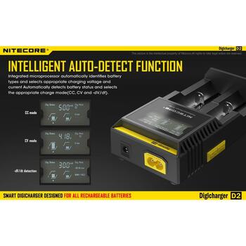 Nitecore Зарядное устройство D2EU, 2 слота, совместимо с Li-ion, Ni-MH, Ni-Cd, ЖК-экран, оптимизированная зарядка (D2EU)