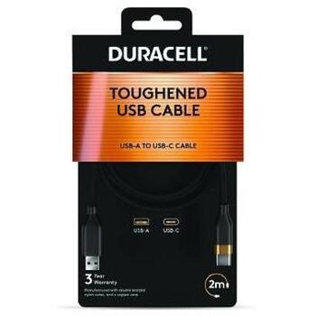 Duracell DRU5021A кабель, USB A на USB C, 2м, черный, прямой, 1 шт. (DRU5021A)