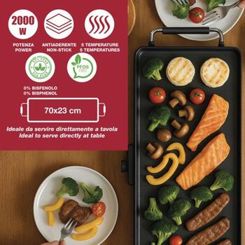 Beper Гриль P101BBQ070, 2000W, 70x23mm, антипригарное покрытие, регулируемый термостат, съемный поддон для жира (P101BBQ070)