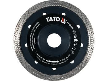Yato Алмазный отрезной диск YT-59972, 125мм, 22.2мм, 12000мин⁻¹, 80м/с, 10мм, 1.6мм, сухая и мокрая резка, керамическая плитка (YT-59972)