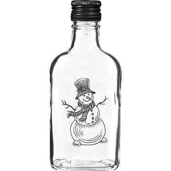 Browin Hip Flask Bottle 631771, 200 мл, декоративный снеговик, черная крышка 28 мм, многоразовый (631771)