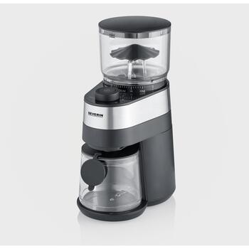 Severin Кофемолка KM 3880, 140W, 240g, 130g контейнер, 30 уровней помола, автоматическое отключение, черный, нержавеющая сталь (KM 3880)