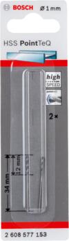 Urbis metālam PointTeQ 1 x 12 x 34 mm , 2 gab., Urbjmašīnām/skrūvgriežiem POINTTEQ HSS SPIRĀLVEIDA URBIS, 2608577153, BOSCH (2608577153)