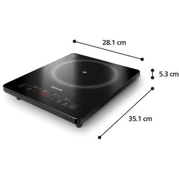 Philips Индукционная плита HD5830/90, 2000 W, 1 конфорка, 8 уровней нагрева, стеклокерамическая поверхность, таймер до 3ч (HD5830/90)