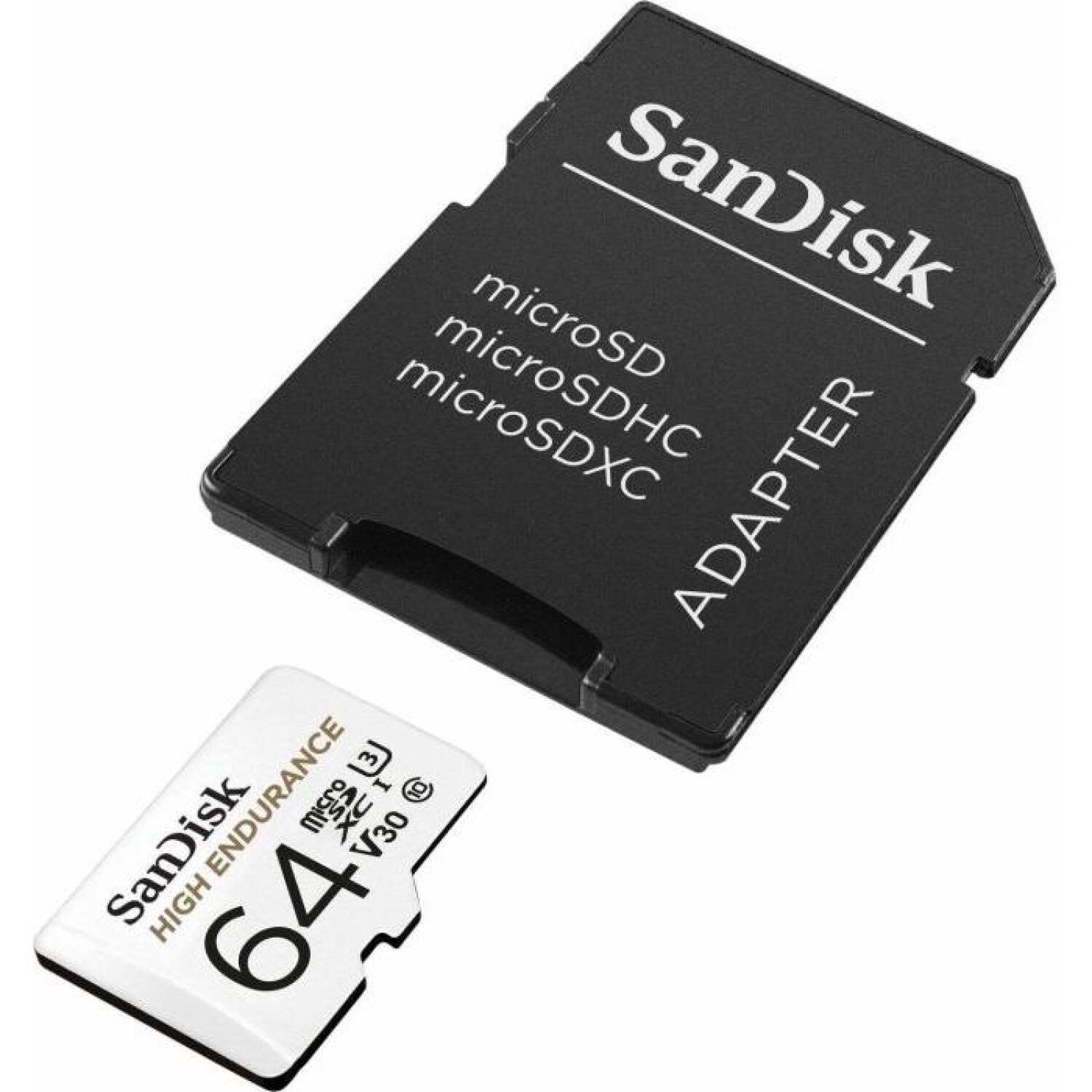 Sandisk карта памяти 64 ГБ MicroSDXC UHS-I, SDSQQNR-064G-GN6IA, 64 ГБ, 100 МБ/с, 40 МБ/с, U3, V30, Class 10, термостойкая (SDSQQNR-064G-GN6IA)