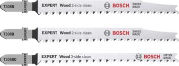 3 figūrzāģa asmeņi 2x T308B, 1x T308BO, Figūrzāģiem EXPERT WOOD 2-SIDE CLEAN FIGŪRZĀĢA ASMEŅU KOMPLEKTS, 2608900559, BOSCH (2608900559)