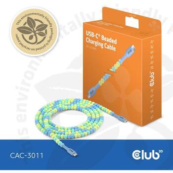 Club3D USB-C к USB-C кабель CAC-3011, 2м, 60Вт, 2 USB-C разъема, синий (CAC-3011)