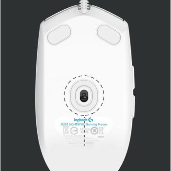 Logitech USB оптическая мышь G203/WHITE 910-005797, 8000 DPI, 6 кнопок, RGB подсветка, 2.1m кабель (910-005797)