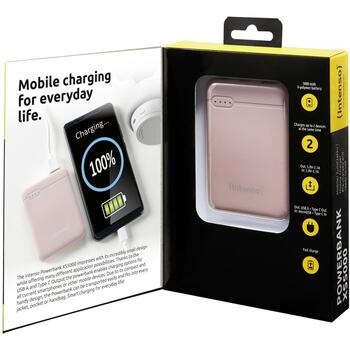 Intenso Power Bank 7313523 5000 мАч, Li-Poly, 1x USB-A, 1x USB-C, 2.1 A, розовый (7313523)