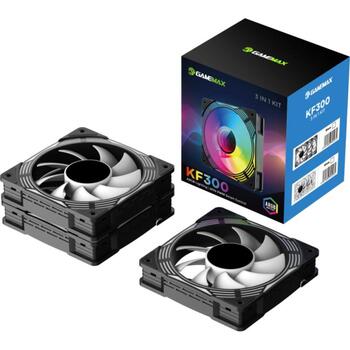 Gamemax Korpusa ventilators KF300 BK, 120mm, 44.35 cfm, 800-1600 rpm, PWM atbalsts, ARGB ventilators (KF300 BK)