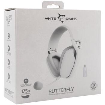 White Shark Беспроводные игровые наушники BUTTERFLY-W WGH-2442, 175g, 32Ω, 40mm, 20-20000Hz, Bluetooth, 2 динамика (BUTTERFLY-W)
