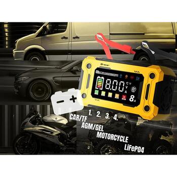 Tracer Зарядное устройство TRABAT47777, 12V, 8A, LED/LCD, 220-240V, 9 режимов зарядки, автоматическая зарядка (TRABAT47777)