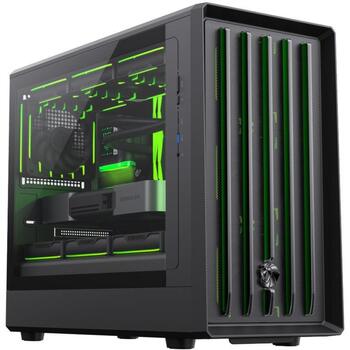Gamemax Korpuss CLAW 360 BK, M-ATX, 4, 1 x USB 3.0, 1 x USB-C, 1 x austiņas, atbalsta 120 mm radiatoru aizmugurē (CLAW 360 BK)