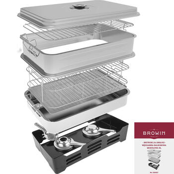 Browin 330007 balkona dūmeklis ar regulējamu ietilpību, 47,5cm, 27,4cm, 27,8cm, 3,87kg, nerūsējošais tērauds, termometrs, 2 degļi (330007)