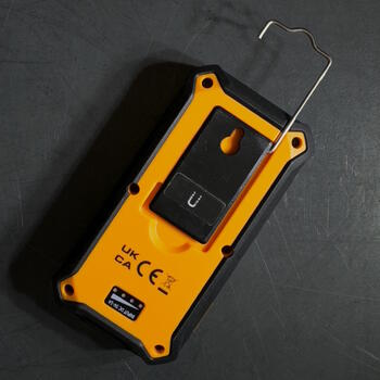 JCB viegls uzlādējams LED darba lukturis darbnīcai un būvlaukumam 1000lm 3 režīmi magnēts āķis USB Powerbank IP54 JCB-WL-PALM (JCB-WL-PALM)