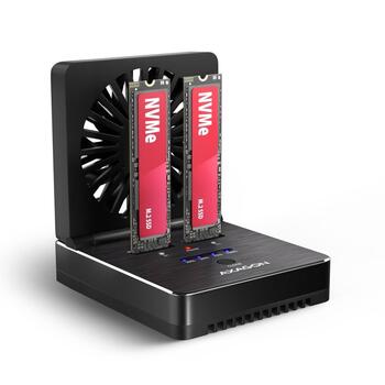 Axagon ADSA-M2C22 док-станция 2x M.2 NVMe/SATA SSD, 20 Gbit/s, USB-C 3.2 Gen 2x2, клонирование, вентилятор (ADSA-M2C22)