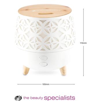 Rio Aroma eļļas difuzors DHTA-EU/1,2, 120ml, 5W, 15m², automātiska izslēgšanās, LED gaismas, balta/koka (DHTA-EU/1,2)