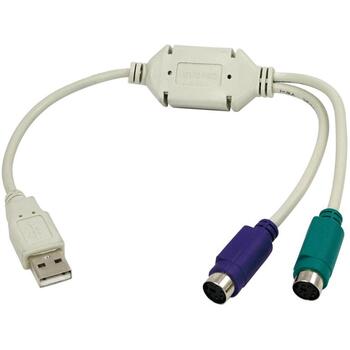 Logilink USB адаптер AU0004A, 0.2м, 2x Mini DIN 6-pin FM, USB M, серый, мышь и клавиатура (AU0004A)