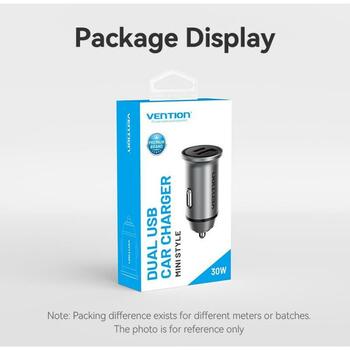 Vention Lādētājs 30W FFFH0, 1x USB-C 30W, 1x USB-A 30W, PD3.0, QC3.0, Universāls, Pelēks (FFFH0)