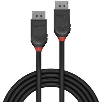 Lindy DisplayPort kabelis 36492, 2 m, 30AWG, 4K 4096x2160@60Hz, 21.6Gbps, melns, PVC, taisns kontakts, 1 pc (36492)