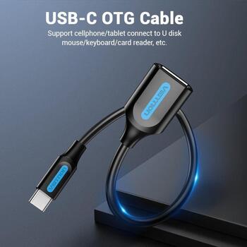 Vention USB 2.0 C мужской на A женский OTG кабель 0.15м черный, 0.15м, 480Мбит/с, прямой разъем (CCSBB)