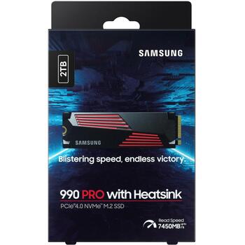 Samsung SSD M.2 MZ-V9P2T0CW 2TB, скорость чтения 7450 MB/s, скорость записи 6900 MB/s, PCIe 4.0, V-NAND MLC, с радиатором (MZ-V9P2T0CW)