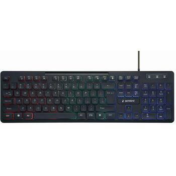 Клавиатура Gembird KB-UML-02, USB, 104 клавиши, LED подсветка, 1.4 м кабель, черный, мультимедийные клавиши (KB-UML-02)