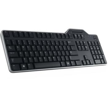 Клавиатура Dell 580-AFYX USB, черная, QWERTY, 1 шт., считыватель смарт-карт, USB, полноразмерная, водоотталкивающая (580-AFYX)
