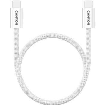 Vads ar USB C līdz USB C savienojumu 60 W ātro uzlādi magnētisku fiksāciju un pītu pārklājumu OnWire 60MG C-C 60W Magnet Braided 1 m Balts CND-CCMG60AB15W CANYON (CND-CCMG60AB15W)