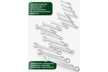 Rockforce Kombinēto atslēgu komplekts RF-T5161, 16 gab., 6-19, 22, 24 mm, CrV, antikorozijas pārklājums (RF-T5161)