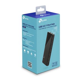 TP-Link UH720 USB 3.0 centrmezgls, 7 porti, 2 uzlādes porti, 5Gbps, 5V/2.4A, Windows/Mac/Linux (UH720)
