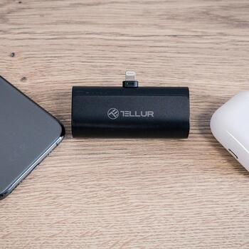 Tellur PD203 Power Bank akumulators TLL158421, 5000mAh, 18.5Wh, Type-C 5V/2A, 9V/2A, Lightning 5V-3A, LED indikators, ātrā uzlāde (TLL158421)