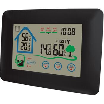 Denver Skārienvadības meteoroloģiskā stacija ar pulksteni 117160000040, 0-50°C, -40-70°C, 20-90%, 3 kanāli, 1 āra sensors (117160000040)