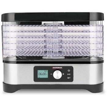 Gastroback Сушилка для фруктов 46600, 250 W, 3 кг, Черный, Нержавеющая сталь, 6 поддонов, LED экран, 72 ч таймер (46600)