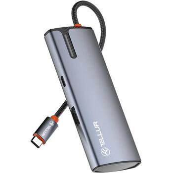 Tellur USB-C хаб TLL321061, 5V/3A, 15V/3A, 20V/5A, 20V/5A PD3.0 100W, 4K 30Hz, 5 портов (TLL321061)