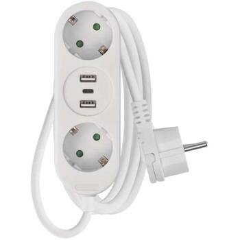 Emos Удлинитель P0221U, 1,5м, 2×2P+PE, 2×USB-A, 1×USB-C, 5V, 3,4A, 3680W, PVC, защита от детей (P0221U)