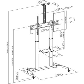 Sbox ТВ подставка FS-3610-W, 60–100'' (152–254 см), 100кг, VESA 200x200 – 1000x600, белый (FS-3610-W)