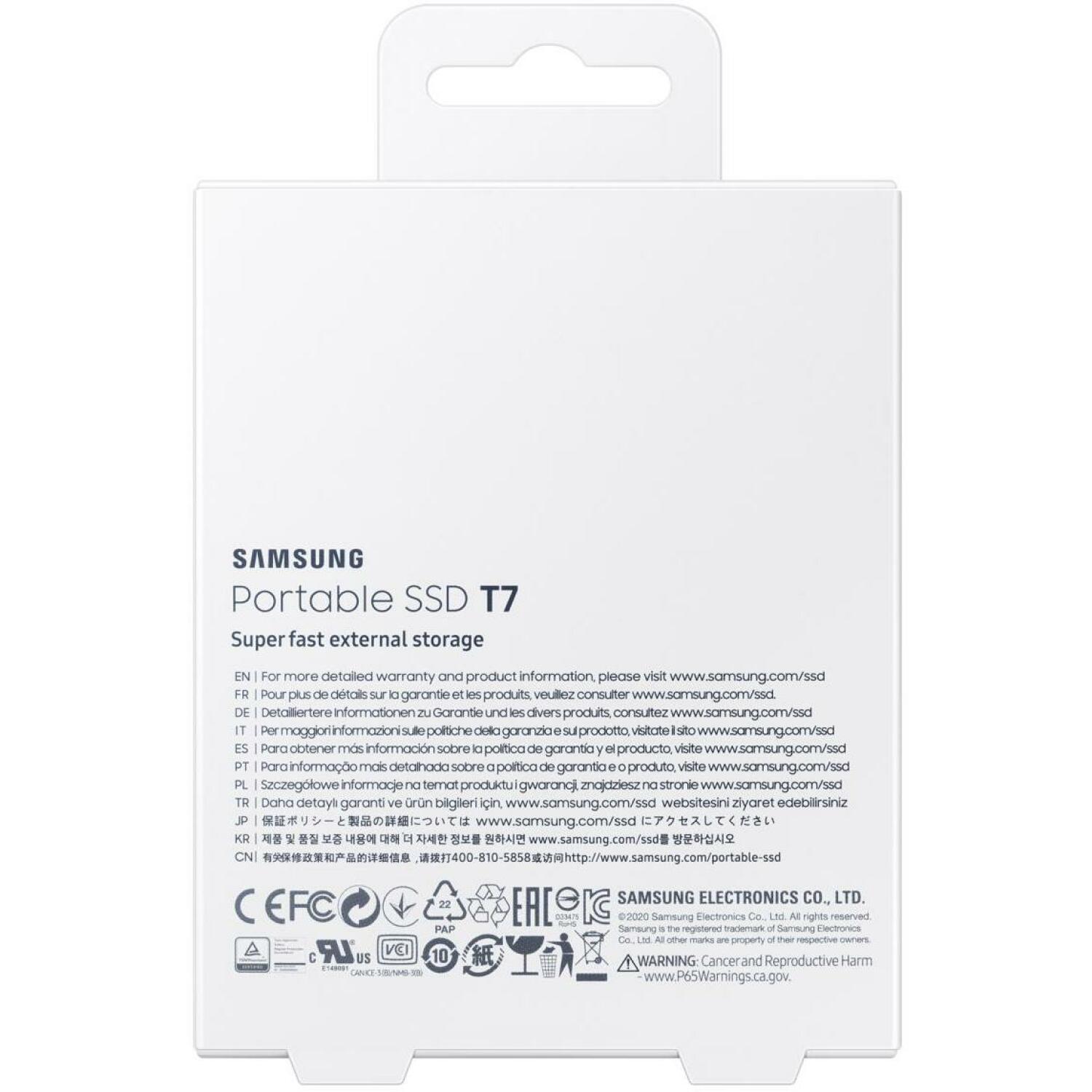 Samsung SSD ārējais MU-PC2T0H/WW 2TB, lasīšanas ātrums 1050 MB/s, rakstīšanas ātrums 1000 MB/s, USB Type-C, 256-bit AES (MU-PC2T0H/WW)