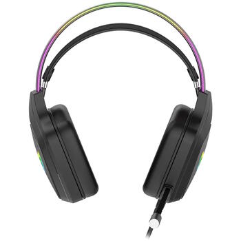 Проводные игровые наушники с RGB подсветкой микрофоном и разъёмами USB 3.5 мм Darkless Черные CND-SGHS9A CANYON (CND-SGHS9A)