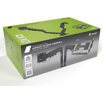 Tracer monitors ar divām Armflex stiprinājumiem TRAUCH47660, 90.9mm, 340mm, 57cm, 18kg, melns, VESA 100x100mm, 90-45° slīpums (TRAUCH47660)