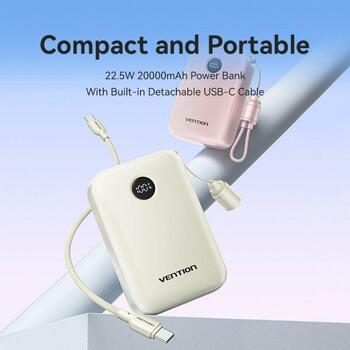 Vention Power Bank FKBL0-C, 20000mAh, 3.85V, 22.5W, 2xUSB Type-C, 1xUSB Type-A, заряжает 2 устройства, синий (FKBL0-C)
